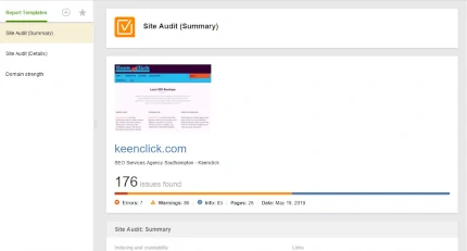 website auditor reports