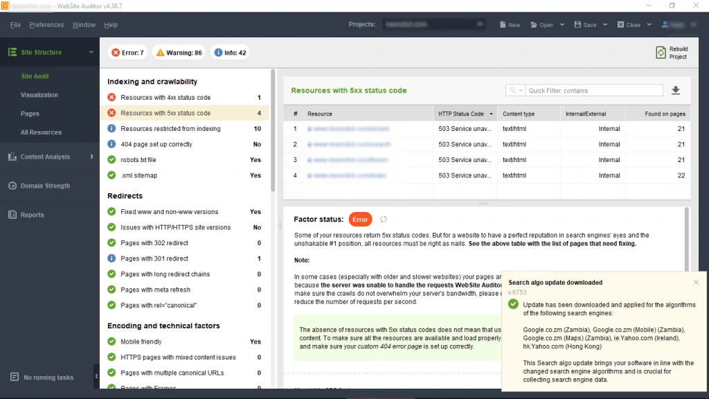 website auditor site structure
