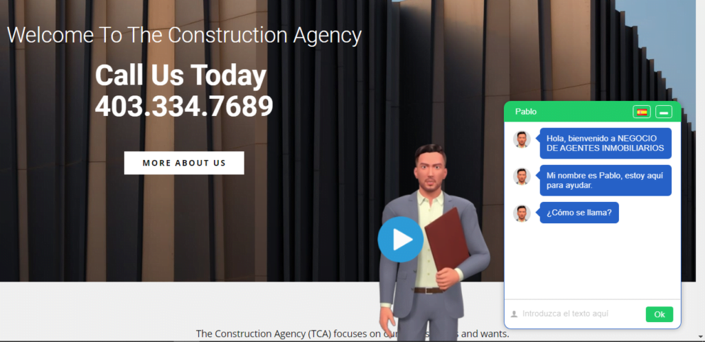 American Construction Agency website Chatbot Spanish