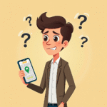Confused business owner holding phone with blank Google Maps screen