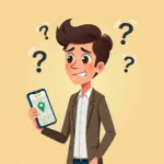Confused business owner holding phone with blank Google Maps screen
