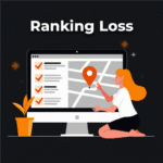 Flat illustration of a person checking map rankings on a computer screen with checklist and location pin icons.