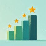Google Review Management growth concept with 3D bar chart and star icons